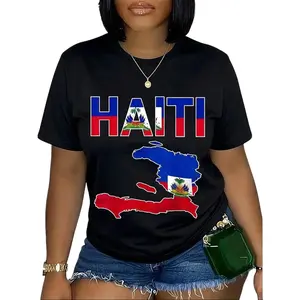 Cotton Unisex Happy Haitian Flag Day Cool Haiti Flag Map Haitian Pride T-Shirt graphic tees Say You Swear Grunge Album 67 Eat Sleep Goon Repeat 90s good Casual Short Sleeve Rifle Quick-Dry Moisture-Wicking Crew Vintage In Utero Print Anime