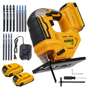 Cordless Jig Saw, Brushless Jigsaw for 3 Orbital Settings, Brushless Motor, LED Light, Variable Speed 2900RPM, 3 Orbital Action, 12 Blades for Cutting, 0-45°Bevel Cuts