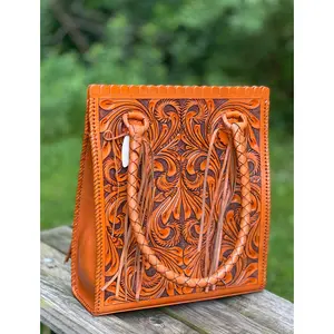 Hand Tooled Leather Tote Bag "CORREAS" by ALLE