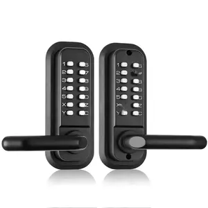 Mechanical Keyless Entry Door Lock With 14-Digit Keypad, Double-Sided Embedded Outdoor Gate Lock Set With Handle, Waterproof Zinc Alloy Construction, Weatherproof And Durable, Easy To Install, Suitable For Yard, Garden, Garage