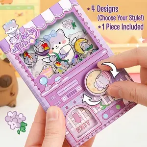 Kawaii Gashapon Machine Pocket Notebook, 4 Cute Animal Designs, 80 Colored Sheets, Mini Journal for School & Travel, Compact & Stylish