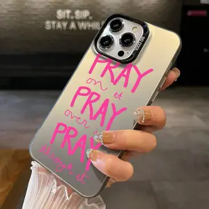 Emotion IMD Phone Case Pray Pattern Shockproof Cover Casing Compatible with iPhone 15 Series, 11/12/13/14/15/16/Pro/Max Models, Durable Protective Shell Accessories