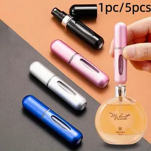 1pc/5pcs 5ML Bottom Fill Spray Bottle, Reusable Perfume Dispenser, Portable Cosmetic Container, Ideal for Fragrance Storage