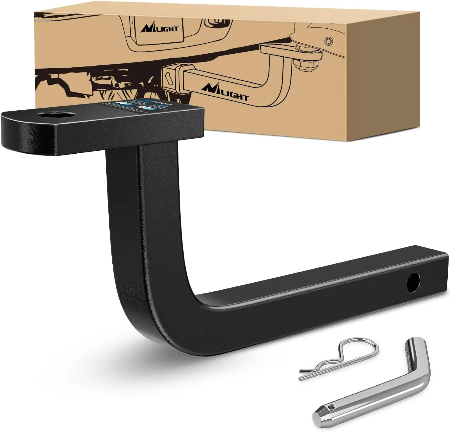 Nilight Trailer Hitch Accessories Kit - 3500lb Capacity, 1-1/4” Rec. Receiver Fit, Rounded Shank, 1/2in Pin Clip, 3/4in Hole, 5in Rise, Automotive Towing Accessory for Secure Hitching, Hitching Up Campers, Hauling ATVs