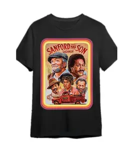 Sanford & Son Vintage Style Men's T-shirt-100% Cotton, Short Sleeve, round Neck, Classic TV Show Design-Suitable for Casual Wear and Theme Parties, Vintage T-shirt Tropical Breathable Menswear Soft Top Asian Cotton Crew Neck Tee