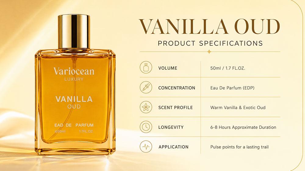 Variocean Luxury Honey Oud Fragrance for Women Men, Long Lasting Perfume with Sweet Amber Woody Scent, Unisex Eau de Parfum 50ml & 100ml, Viral Scent Gift Idea