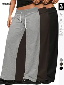 Women Casual Solid Color Loose Fit Low Waist Knitted Sweatpants, Warm Comfort, Cozy Chic, Daily Commute, Stylish & Comfy, Casual Chic Bottoms