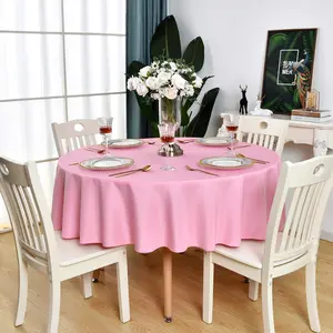 Pink Round Tablecloth Waterproof Stain Resistant Wrinkle Free Table Cloth 210GSM Polyester Washable Wipeable Circle Table Cover for Party, Banquet, Wedding, Indoor and Outdoor