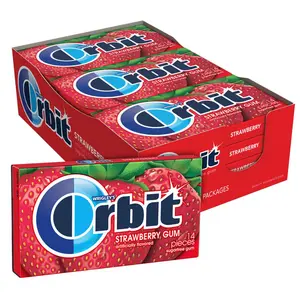 ORBIT Strawberry Sugar Free Chewing Gum, 12 Packs of 14-Pieces (168 Total Pieces) Snack
