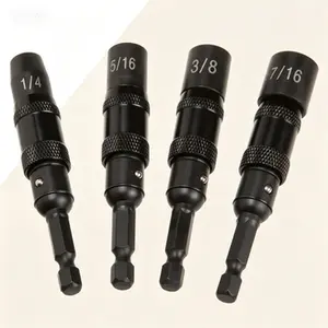 Impact Ready Pivoting Nutsetters Set, 4-Piece 1/4-Inch 5/16-Inch 3/8-Inch 7/16-Inch, Magnetic Screwdriver Bits, Quick-Release Hex Shank, Durable S2 Steel, for Impact Drivers and Drills