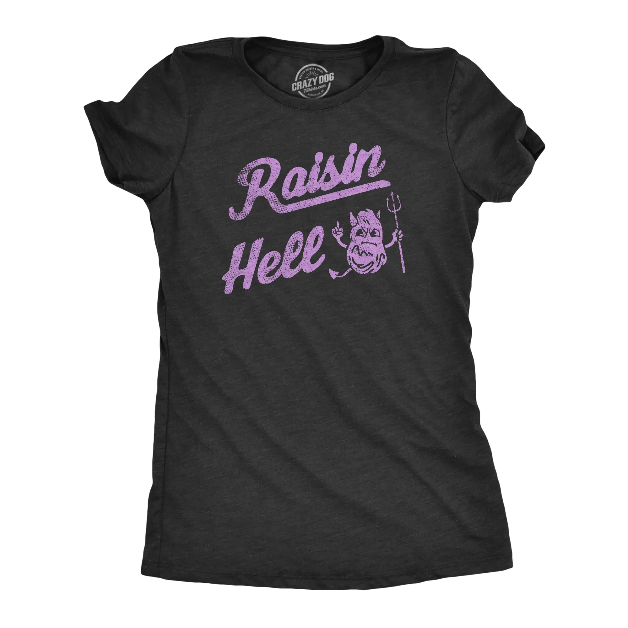 Womens Raisin Hell T Shirt Funny Evil Devil Fruit Joke Tee for Ladies Funny Womens T Shirts Cute Vintage Fashion Casual Ladies T-Shirt Gift Sarcastic Tops for Women Funny Food Top Women's Novelty Tees Black -