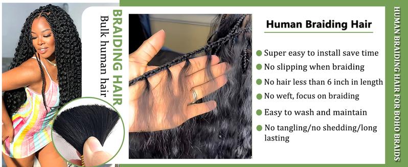 GK 18 Inch Human Braiding Hair for Boho Braids Deep Wave Bulk Human Hair 100% Unprocessed Brazilian Virgin Hair for Braiding Bohemian No Weft 1 Bundles 100g Natural Color