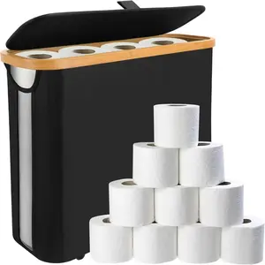 Toilet Paper Storage for 12 Rolls, Stackable & Foldable - The Ultimate Bathroom Organizer - Single-Piece Water-Resistant Basket​ - Elegant Toilet Paper Storage Holder Summer Vibes