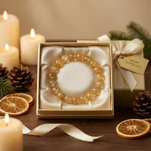 Natural Citrine Crystal Bracelet 10mm Beads Enhances Wealth Luck & Inner Energy 16cm Adjustable Sunlight Healing Energy Crystal for Business & Career