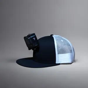 #ActionHatCustom: Black White Mesh Flat Bill