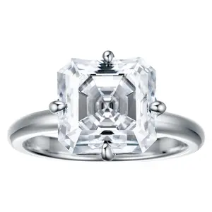 Moissanite Luxe 4.15 cttw Asscher Cut SolitareRing, Sterling