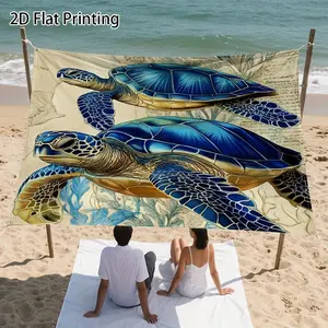 1Pcs blue turtle artwork, suitable for outdoor canopies, ideal for year-round garden, camping gear, beach activities, and patio protection, a camping essential, equipped with securing ropes