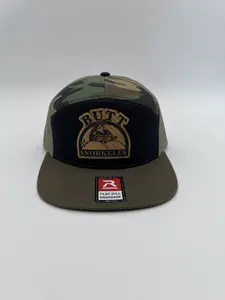 Richardson 7 Panel Trucker Hat • Camo Snapback Hat • Premium Patch Hat • Flat Bill Streetwear Cap • Outdoor Lifestyle Hat • Butt Snorkeler Patch Hat