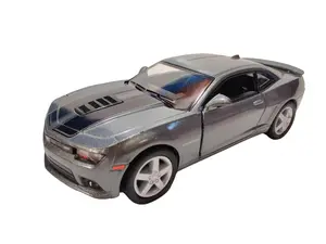 KINSMART 2014 Chevrolet Camaro Die Cast Model Car 1:38 Scale Gray Openable Doors Pull Back Action Officially Licensed Collectible