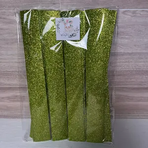 Pre-Cut Self Adhesive Glitter Foam Strips (25) Lime Green