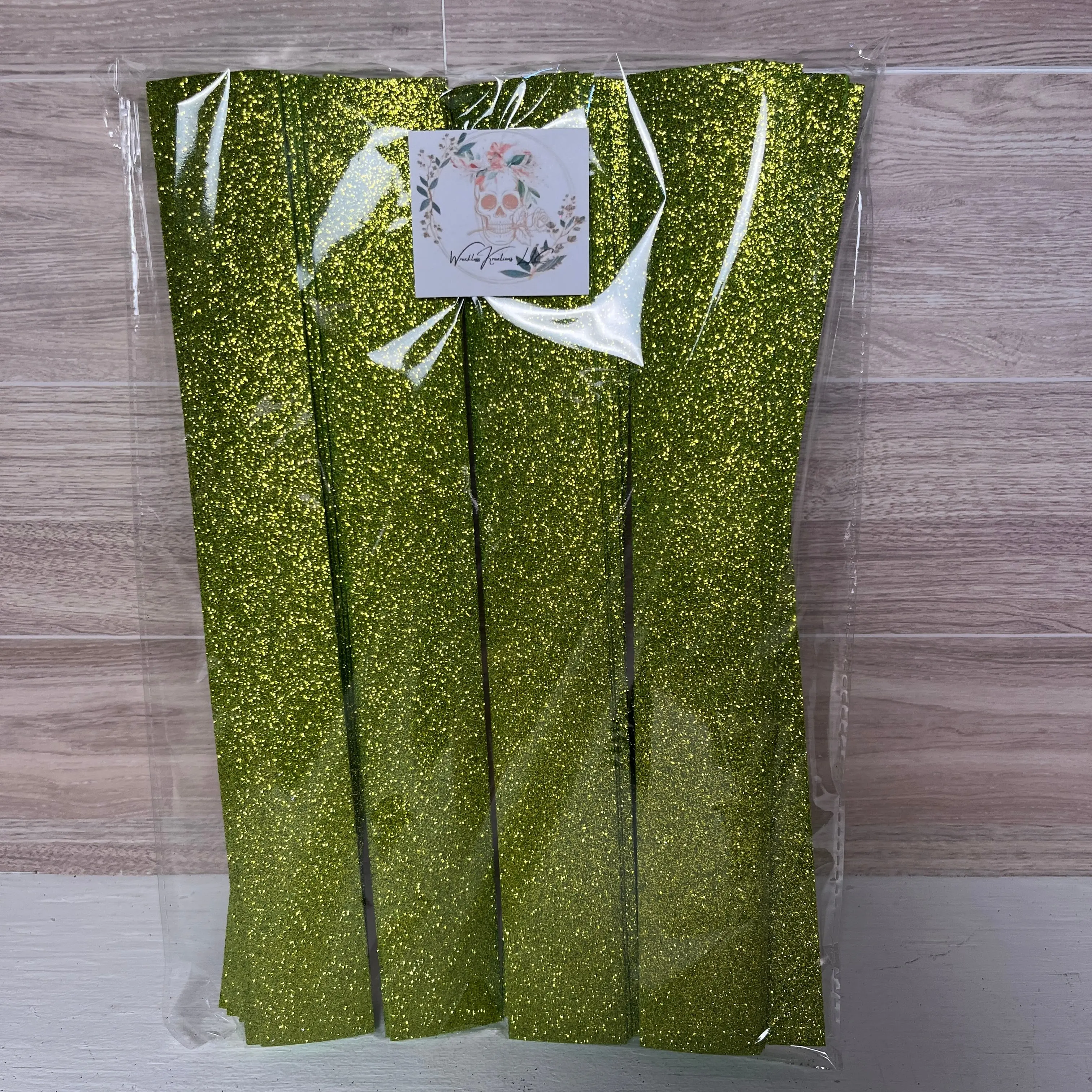 Pre-Cut Self Adhesive Glitter Foam Strips (25) Lime Green