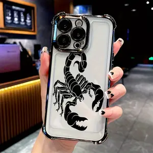 Black Cool Scorpion Pattern Shockproof Transparent Soft Back Case Phone Cover, Compatible with iPhone 17 16 15 14 13 12 11 Pro Max X XR XS MAX 8 7 Plus