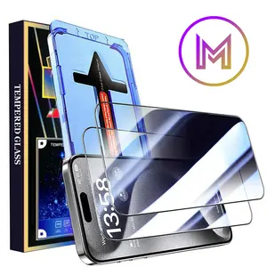 WEKOME 2 PCS/Set Magic Privacy Screen Protector-Dust-free Applicator (Reusable Esay Installation) Headset Covered, Fully Protection, Fingerprint-proof, Electroplated Layer, Tempered glass, best screenprotector for iPhone  X XS 11 12 13 14 15 Plus Pro Max