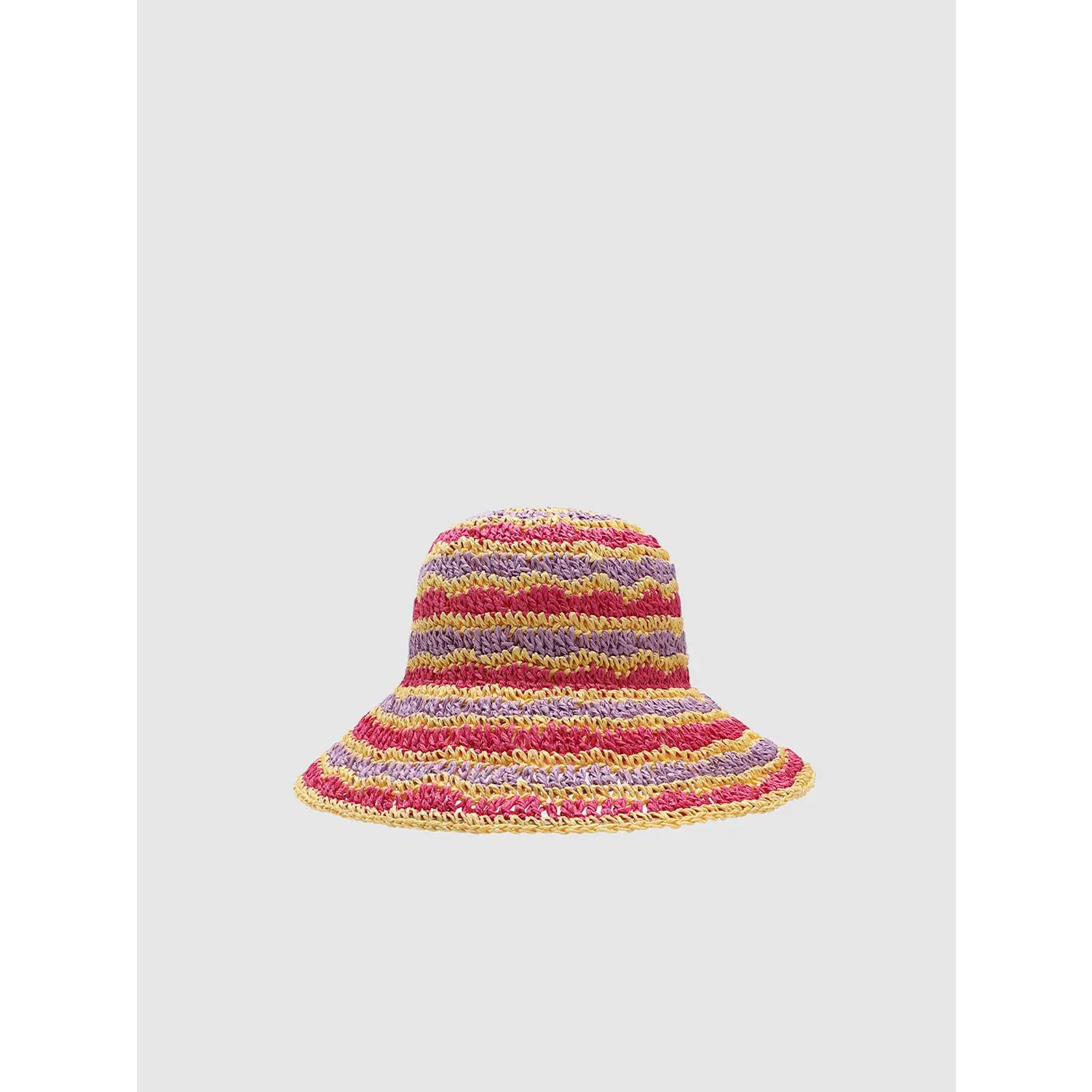 URBAN REVIVO 2026 Summer Contrast Striped Handmade Crocheted Knit Bucket Hats, Handmade Crocheted Hats, Crochet Knit Hats