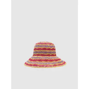 URBAN REVIVO 2026 SummerContrast Striped Crochet Bucket Hats