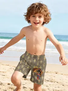 African Totem Ankh Symbol Shorts with Digital Printing, 100% Polyester. A brand-new summer fashion item specially designed for boys. Stylish boys' beach pants, summer casual children's clothing, outdoor sports beach shorts.