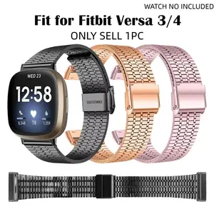 Upgrade Fitbit Versa 3 4 Band Breathable Milanese Metal Strap Secure Magnetic Clasp Lightweight Stylish Replacement Bracelet -