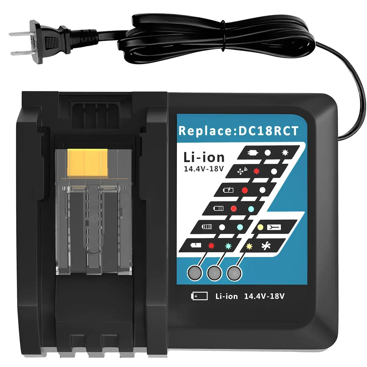 Makita LXT Li-ion Battery Charger Accessories, Rapid DC18RC-Compatible Charger for 14.4V-18V BL1815 BL1820 BL1830 BL1850 BL1860 BL1840 BL1430 BL1415 Batteries (Replaces DC18RD, DC18RA)