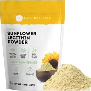 Kate Naturals Sunflower Lecithin Powder for Baking Bread, Gummies, Cooking. Substitute for Soy Lecithin Powder (4 oz, Non-GMO)
