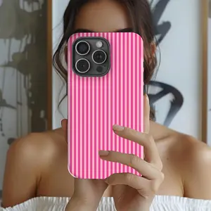 Pink Stripes on Pink Tough Case 2 in 1 Case with durable, shock-absorbing and stylish design. Compatible with Iphone 11, 12, 13, 14, 15 and 16 Pro Max and Pro Plus Series A creatively designed new phone case, perfect as a gift for your friends.