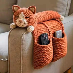 1 Set Crochet kit - Handmade Crochet Cat Couch Arm Organizer - amigurumi Cat, Includes Complete Knitting Set, High Quality Yarn, Instructions. Great Gift for Family, Friends, Couples