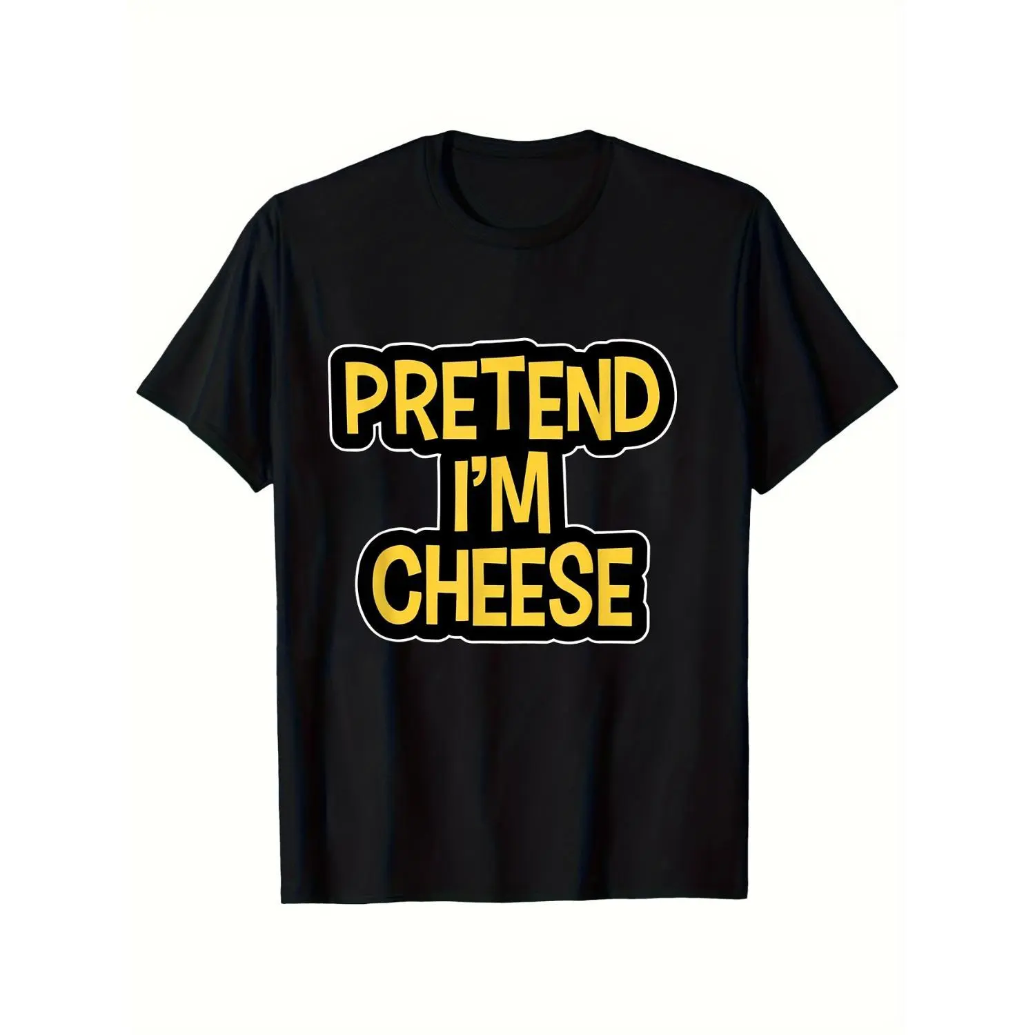 Cheese Lovers Mens Cotton T-shirt Featuring Round Neck Breathable Fabric and Short Sleeves Mimicking Cheese Pattern