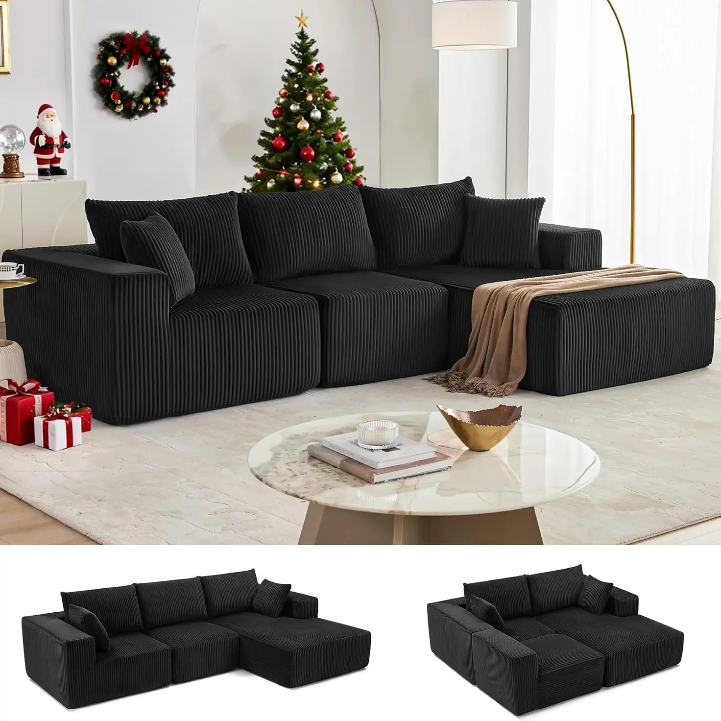 Black-Right Facing Chaise