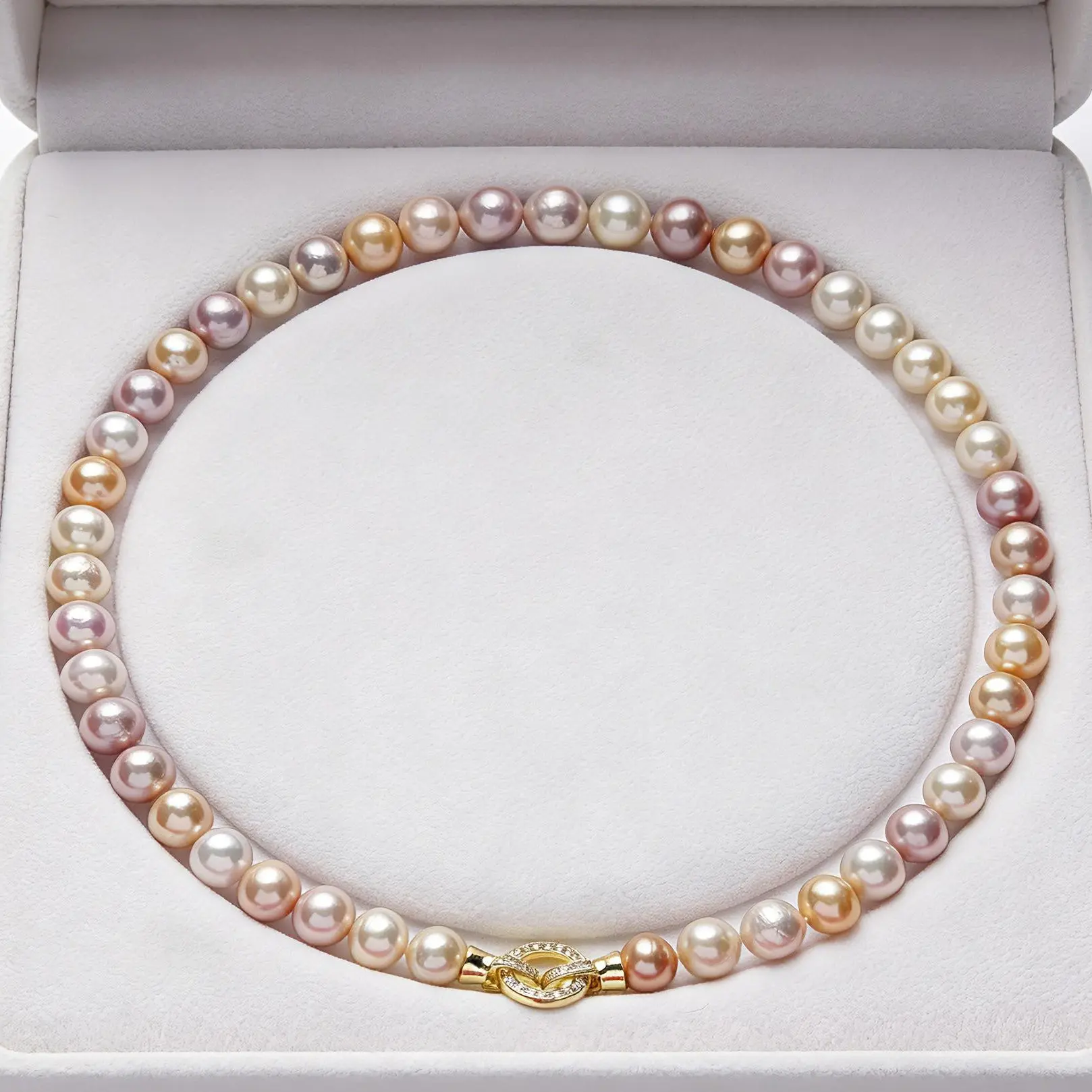 AAAA 8–10 mm Natural Candy-Colored Freshwater Pearl Necklace for Women, Near-Round Pearls—Valentine's Day Gift, Birthday Gift, Mother's Day Gift