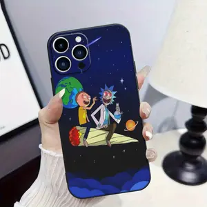 Warner Bros. Rick & Morty Themed Black Phone Case Designed to Prevent Slipping And Protect Against Drops, Suitable for iPhone 17 16 15 14 13 12 11 Air Pro Max Plus Series,Colorful Cellphone Casing Protection Protective