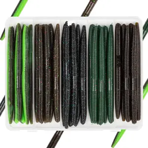 30/50/78/100Pcs Worms Kit – 4"/5" Soft Plastic Fishing Lures with Salt Impregnation for Bass Fishing