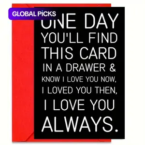 One Day You'll Find Out Lettering Greeting Card with Envelope, Card Design, 1 Count Creative Lettering Card, Custom Message Card, Sweet Love Words, Gift Card for Any Recipient # GLOBAL PICKS
