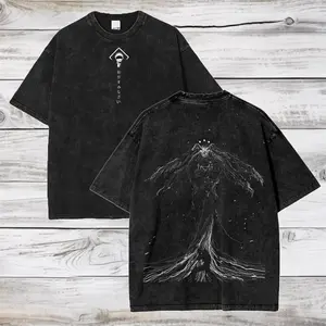 Gojo Satoru Jujutsu Kaisen Washed Cotton T-Shirt, Unisex Summer Short Sleeve Streetwear Tees for Men Women