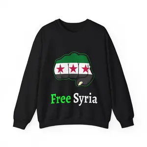 Syria Revolution Crewneck Sweatshirt, Free Syria Fist Sweatshirt, Unisex Activist Graphic Tee, Cotton Bold Statement Apparel, Syrian Freedom