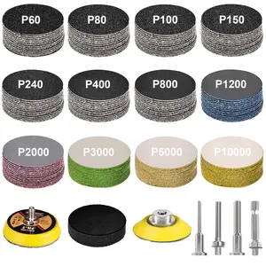 187 count 2 Inch Sanding Disc,  Wet Dry Sandpaper with Interface Pad and Backer Plate 1/4" Shank, 60-10000 Grits Grinding Abrasive Sand Paper for Auto Metal Glass   Sanding