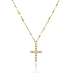 Cross Necklace for Women,  Dainty Gold Plated Silver Cross Pendant Charm Choker Necklaces, Simple Trendy Religious Jewelry Gifts for Mom , Girlfriend, Wife