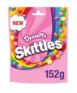 SKITTLES Desserts 152g bag UK IMPORT, Chewy Fruity Hard Candy, Exotic Hard to Find Unique Candies, Delicious
