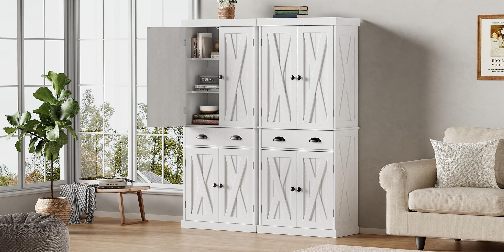 72''H Kitchen Pantry Storage Cabinet with Drawers and Adjustable Shelves – Tall Freestanding Organizer for Kitchen, Dining Room & Laundry