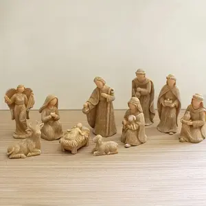 10pcs Christmas Nativity Scene Figurines, Religious Resin Decor, Artistic Home & Church Decoration Gift Set, Detailed Craftsmanship