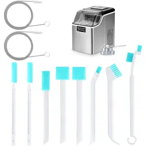 Ice Maker Cleaning Brush Set, Ice Machine Cleaning Tools - 2 count Drain Pipe Brush Nylon Bristles with 8 count Crevice Cleaning Brush