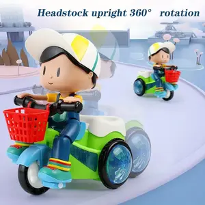 Colorful Durable Electric Sidewheel Tricycle Design Music Toy, Creative Glowing Trike Toy, Birthday Gift for Kids Aged 1-5 Years Old best gift fidgettoys